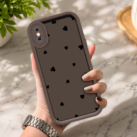 iPhone XS / X - Brown - Classic Heart Print - ONation Step Up Series - HQ Liquid Silicone Soft Case