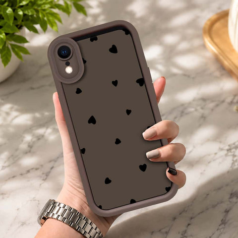 iPhone XR - Brown - Classic Heart Print - ONation Step Up Series - HQ Liquid Silicone Soft Case