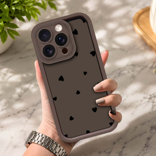 iPhone 16 Pro - Brown - Classic Heart Print - ONation Step Up Series - HQ Liquid Silicone Soft Case