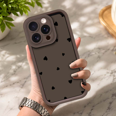 iPhone 16 Pro - Brown - Classic Heart Print - ONation Step Up Series - HQ Liquid Silicone Soft Case
