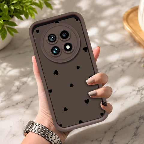 Realme 13 Pro Plus - Brown - Classic Heart Print - ONation Step Up Series - HQ Liquid Silicone Soft Case