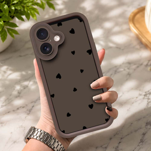 iPhone 16 Plus - Brown - Classic Heart Print - ONation Step Up Series - HQ Liquid Silicone Soft Case