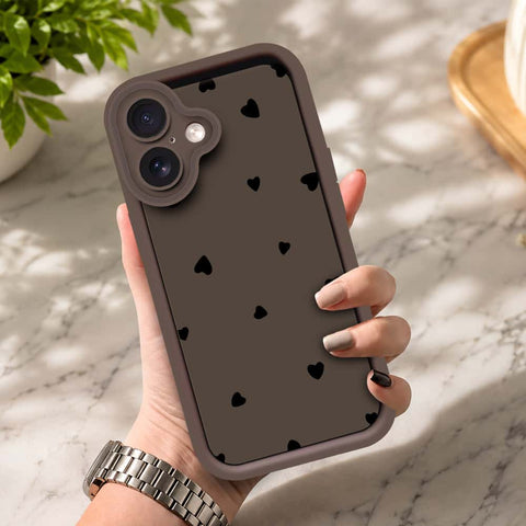 iPhone 16 - Brown - Classic Heart Print - ONation Step Up Series - HQ Liquid Silicone Soft Case