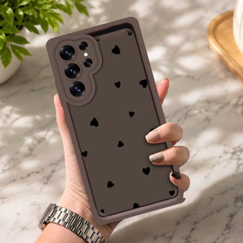 Samsung Galaxy S25 Ultra - Brown - Classic Heart Print - ONation Step Up Series - HQ Liquid Silicone Soft Case