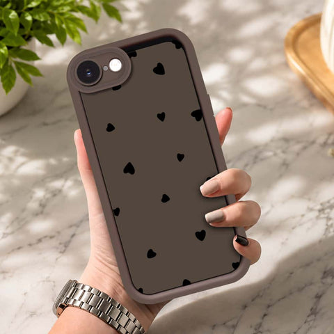 iPhone 16e - Brown - Classic Heart Print - ONation Step Up Series - HQ Liquid Silicone Soft Case