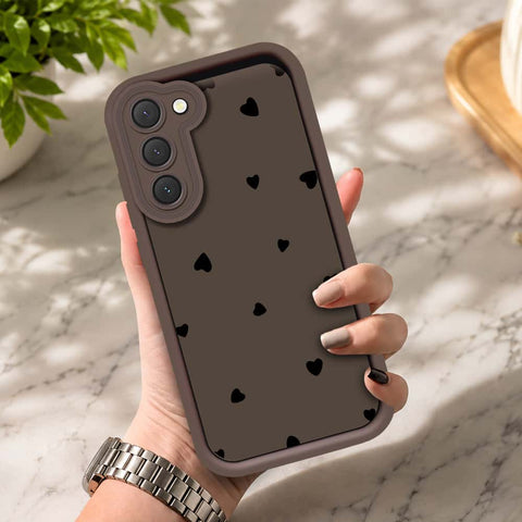 Samsung Galaxy S23 - Brown - Classic Heart Print - ONation Step Up Series - HQ Liquid Silicone Soft Case