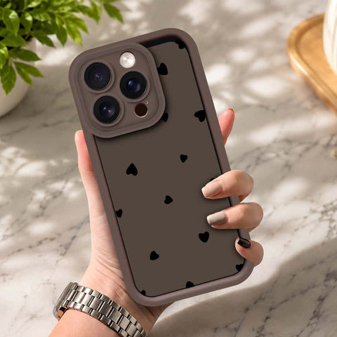 iPhone 15 Pro Max - Brown - Classic Heart Print - ONation Step Up Series - HQ Liquid Silicone Soft Case