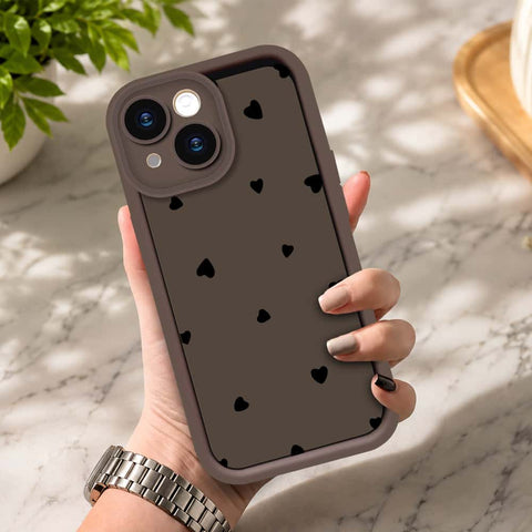 iPhone 15 Plus - Brown - Classic Heart Print - ONation Step Up Series - HQ Liquid Silicone Soft Case
