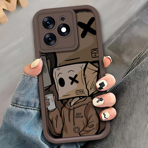 itel P55 4G - Brown - D2 - ONation Step Up Series - HQ Liquid Silicone Soft Case