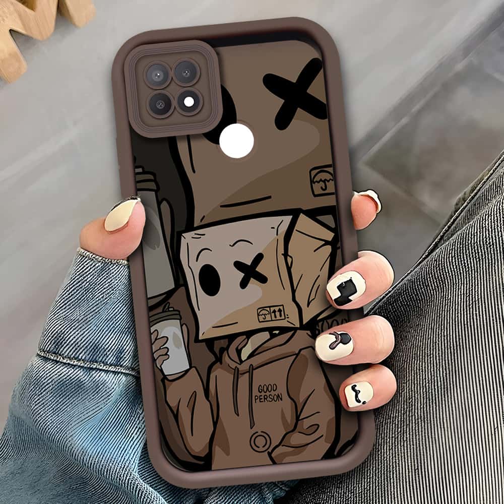 Oppo A15 - Brown - D2 - ONation Step Up Series - HQ Liquid Silicone Soft Case