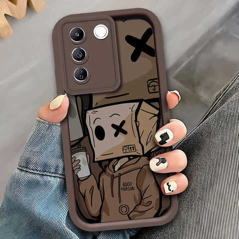 Vivo V27e - Brown - D2 - ONation Step Up Series - HQ Liquid Silicone Soft Case