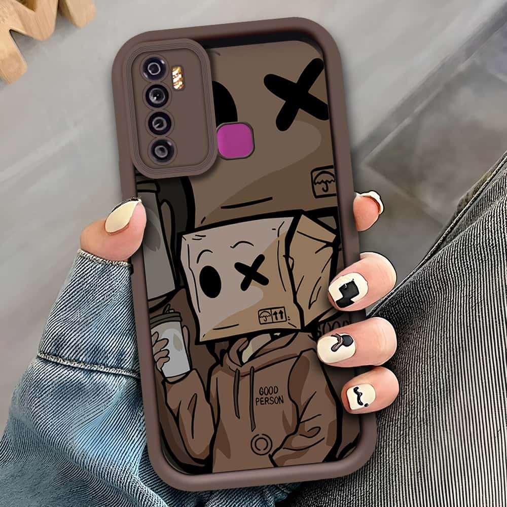 Infinix Hot 9 - Brown - D2 - ONation Step Up Series - HQ Liquid Silicone Soft Case