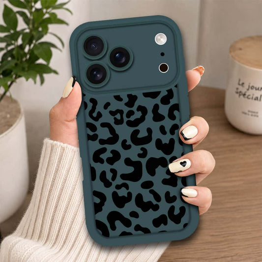 iPhone 17 Pro  - Dark Green - Classic Leopard Print - ONation Step Up Series - HQ Liquid Silicone Soft Case