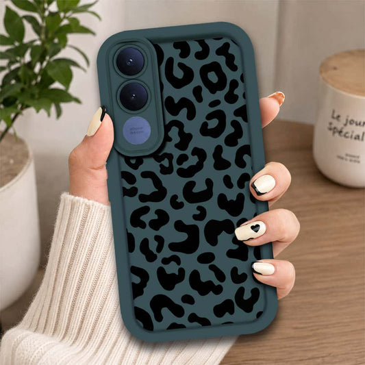 Vivo V70 FE  - Dark Green - Classic Leopard Print - ONation Step Up Series - HQ Liquid Silicone Soft Case