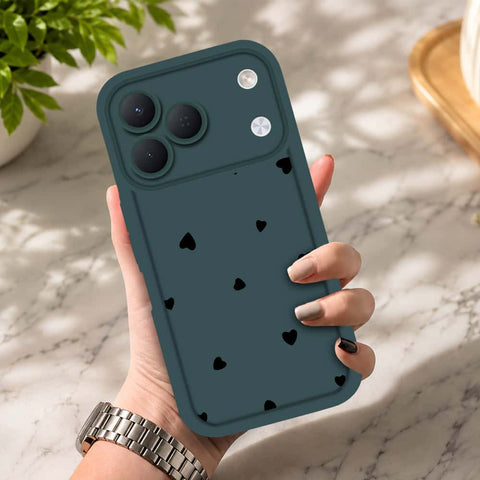 Tecno Spark 50 4G - Dark Green - Classic Heart Print - ONation Step Up Series - HQ Liquid Silicone Soft Case