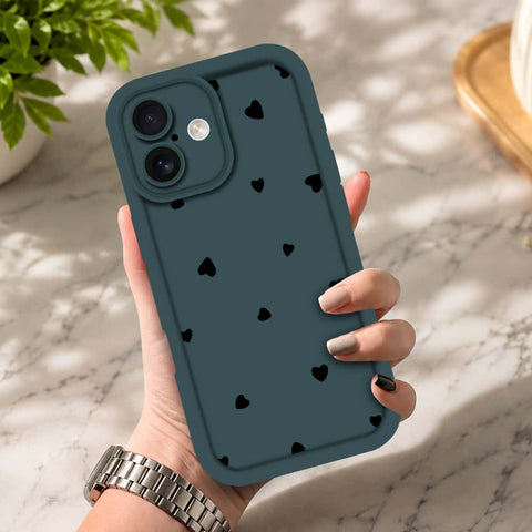 iPhone 17 - Dark Green - Classic Heart Print - ONation Step Up Series - HQ Liquid Silicone Soft Case