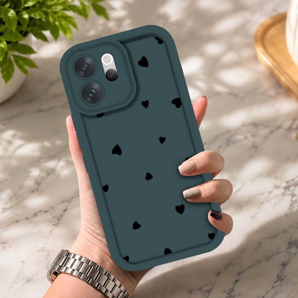 Vivo S50 - Dark Green - Classic Heart Print - ONation Step Up Series - HQ Liquid Silicone Soft Case
