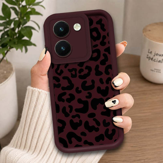 Vivo Y27s - Maroon - Classic Leopard Print - ONation Step Up Series - HQ Liquid Silicone Soft Case