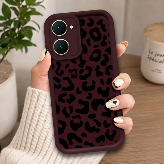 Vivo Y03t - Maroon - Classic Leopard Print - ONation Step Up Series - HQ Liquid Silicone Soft Case