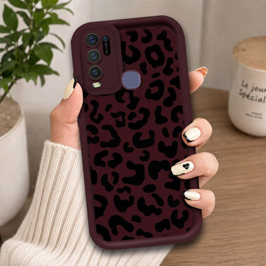 Vivo Y50 - Maroon - Classic Leopard Print - ONation Step Up Series - HQ Liquid Silicone Soft Case