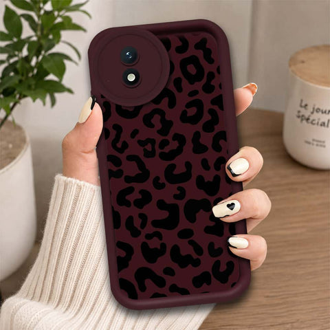 Vivo Y02   - Maroon - Classic Leopard Print - ONation Step Up Series - HQ Liquid Silicone Soft Case