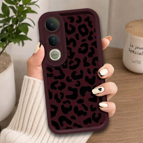 Vivo V50 Lite - Maroon - Classic Leopard Print - ONation Step Up Series - HQ Liquid Silicone Soft Case