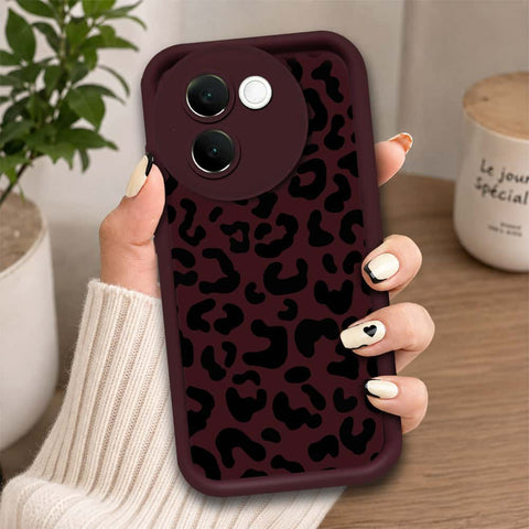 Vivo V30e - Maroon - Classic Leopard Print - ONation Step Up Series - HQ Liquid Silicone Soft Case