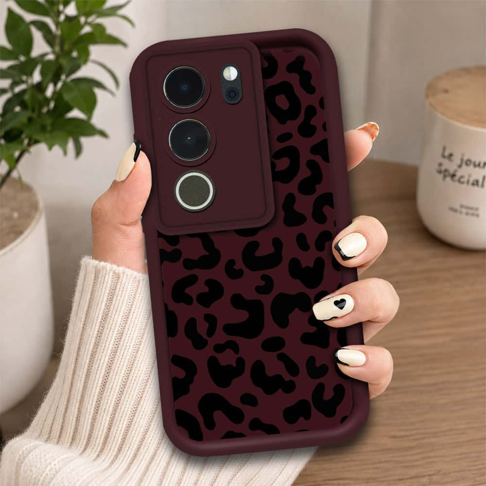 Vivo S17 - Maroon - Classic Leopard Print - ONation Step Up Series - HQ Liquid Silicone Soft Case