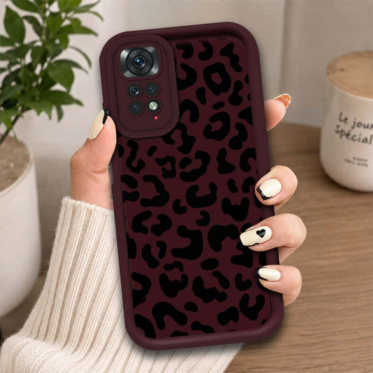 Xiaomi Redmi Note 11 - Maroon - Classic Leopard Print - ONation Step Up Series - HQ Liquid Silicone Soft Case