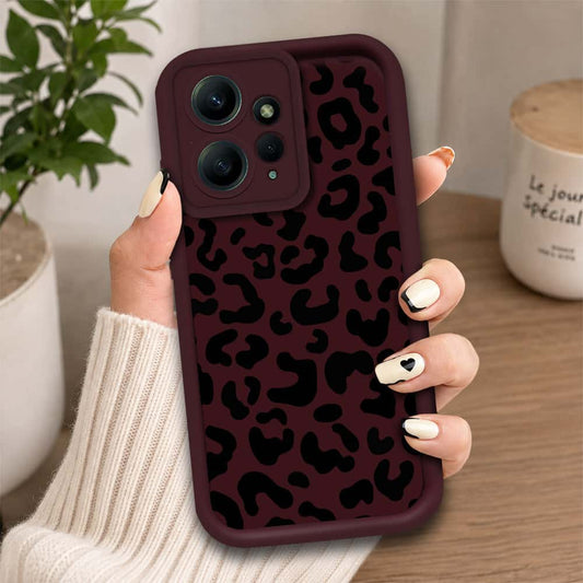 Xiaomi Redmi Note 12 4G - Maroon - Classic Leopard Print - ONation Step Up Series - HQ Liquid Silicone Soft Case