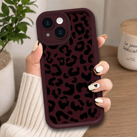 iPhone 14 - Maroon - Classic Leopard Print - ONation Step Up Series - HQ Liquid Silicone Soft Case