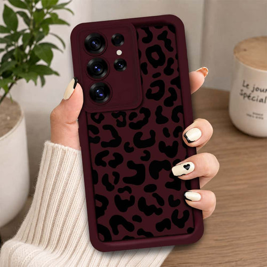 Samsung Galaxy S26 Ultra  - Maroon - Classic Leopard Print - ONation Step Up Series - HQ Liquid Silicone Soft Case