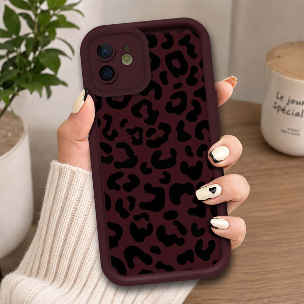 iPhone 12 - Maroon - Classic Leopard Print - ONation Step Up Series - HQ Liquid Silicone Soft Case