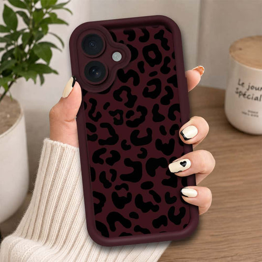 iPhone 16 Plus - Maroon - Classic Leopard Print - ONation Step Up Series - HQ Liquid Silicone Soft Case