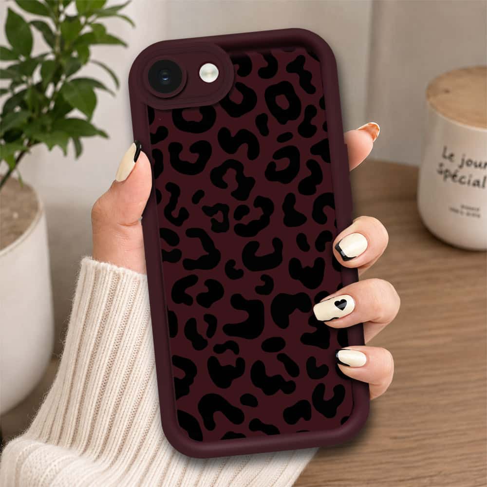 iPhone 16e - Maroon - Classic Leopard Print - ONation Step Up Series - HQ Liquid Silicone Soft Case