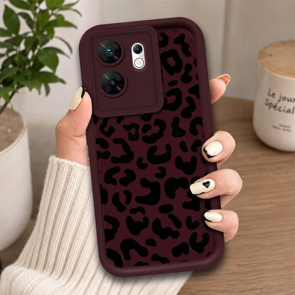 Infinix Zero 30 4G - Maroon - Classic Leopard Print - ONation Step Up Series - HQ Liquid Silicone Soft Case