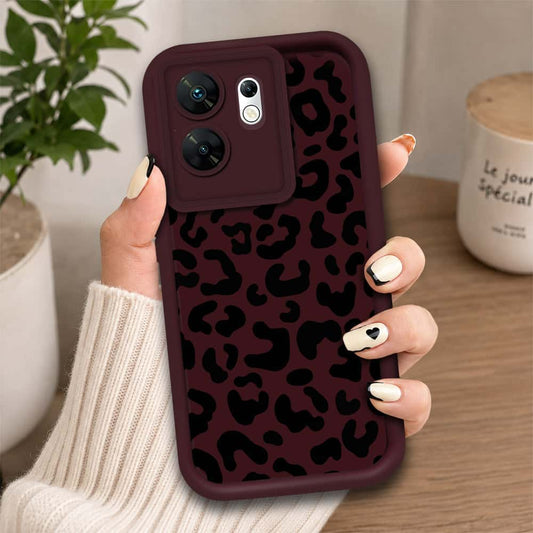 Infinix Zero 30 4G - Maroon - Classic Leopard Print - ONation Step Up Series - HQ Liquid Silicone Soft Case