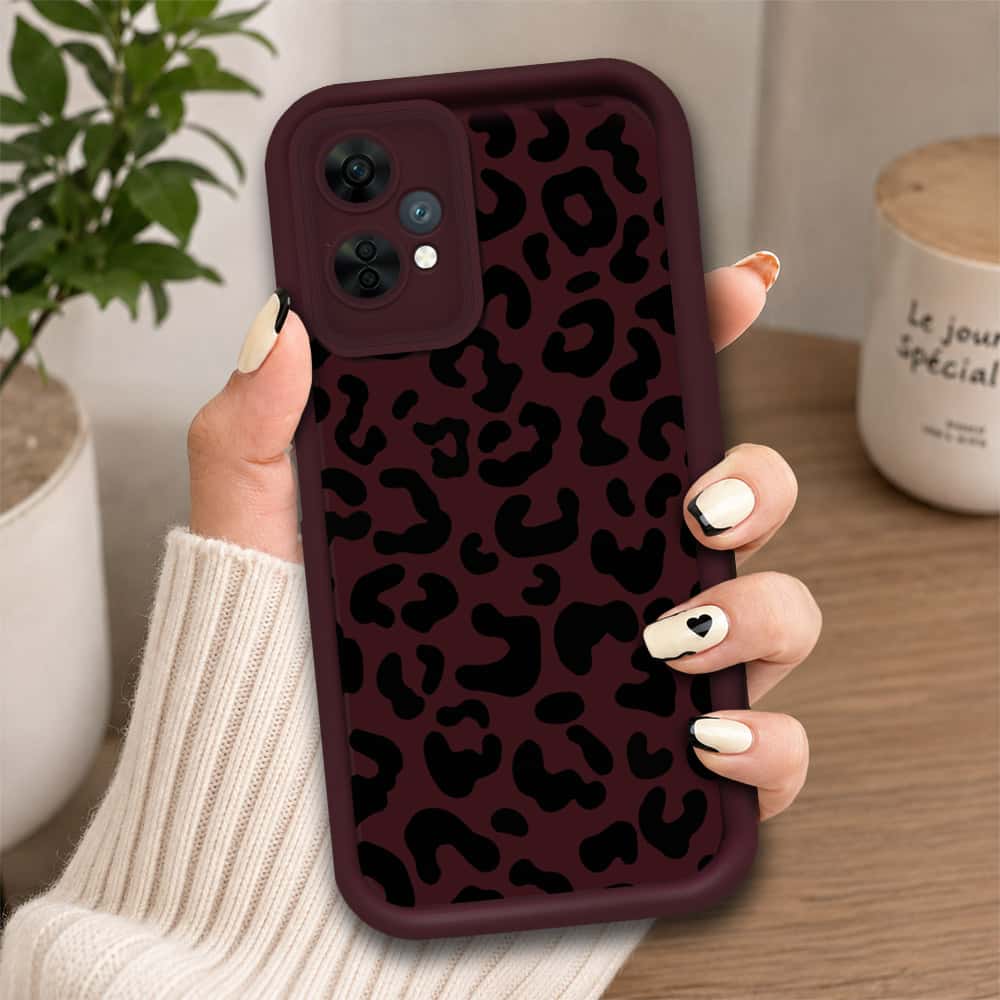 OnePlus Nord CE 2 Lite - Maroon - Classic Leopard Print - ONation Step Up Series - HQ Liquid Silicone Soft Case