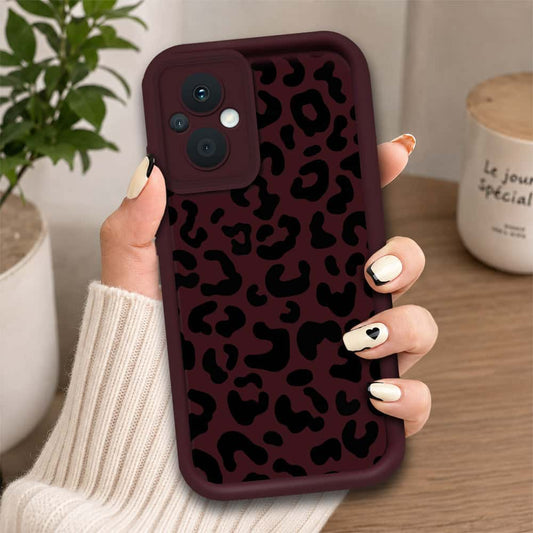 Oppo Reno8 Z - Maroon - Classic Leopard Print - ONation Step Up Series - HQ Liquid Silicone Soft Case