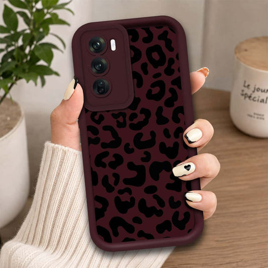 Oppo Reno 12 - Maroon - Classic Leopard Print - ONation Step Up Series - HQ Liquid Silicone Soft Case