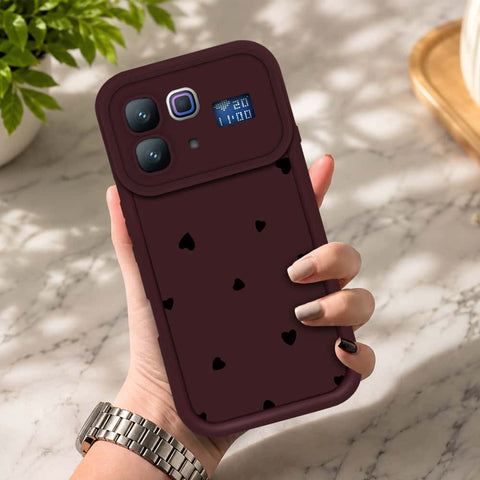 Infinix Note 60 - Maroon - Classic Heart Print - ONation Step Up Series - HQ Liquid Silicone Soft Case