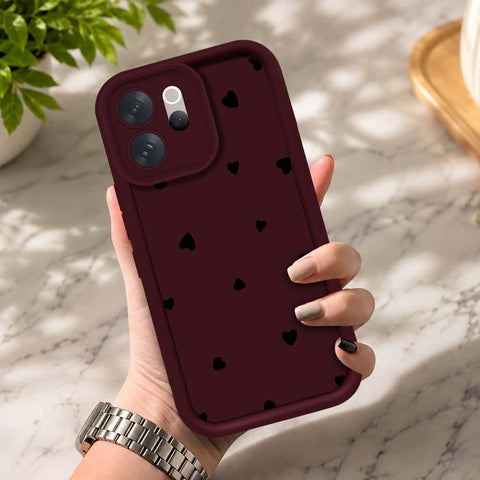 Vivo V70 - Maroon - Classic Heart Print - ONation Step Up Series - HQ Liquid Silicone Soft Case