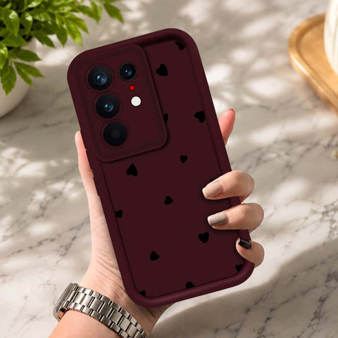 Tecno Camon 50 Ultra - Maroon - Classic Heart Print - ONation Step Up Series - HQ Liquid Silicone Soft Case