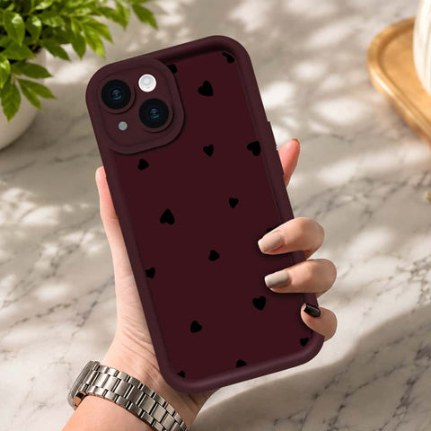 iPhone 13 - Maroon - Classic Heart Print - ONation Step Up Series - HQ Liquid Silicone Soft Case