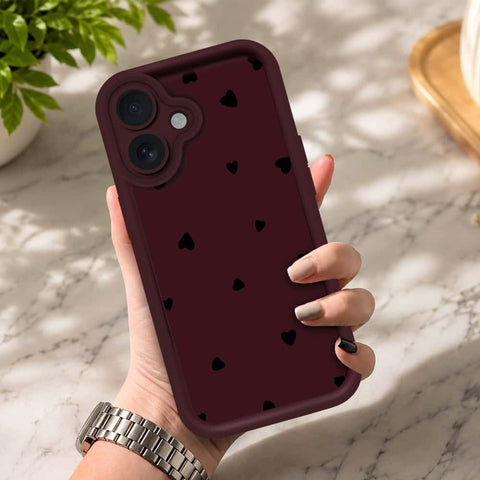 iPhone 16 Plus - Maroon - Classic Heart Print - ONation Step Up Series - HQ Liquid Silicone Soft Case
