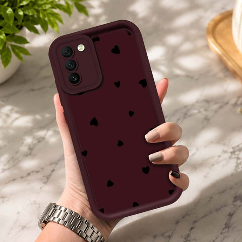 Samsung Galaxy S21 FE 5G  - Maroon - Classic Heart Print - ONation Step Up Series - HQ Liquid Silicone Soft Case