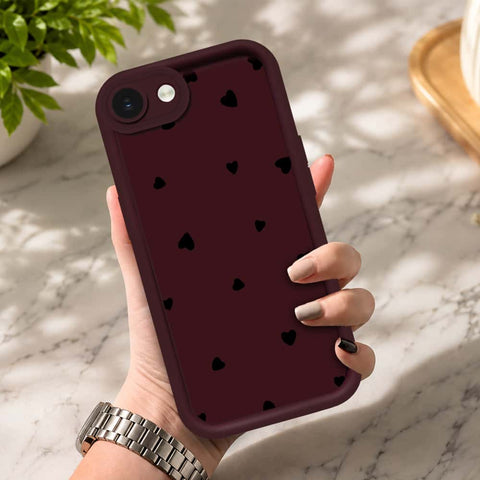 iPhone 16e - Maroon - Classic Heart Print - ONation Step Up Series - HQ Liquid Silicone Soft Case