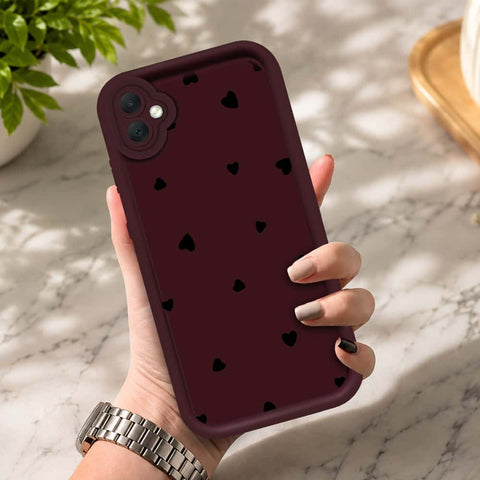 Samsung Galaxy A05 - Maroon - Classic Heart Print - ONation Step Up Series - HQ Liquid Silicone Soft Case