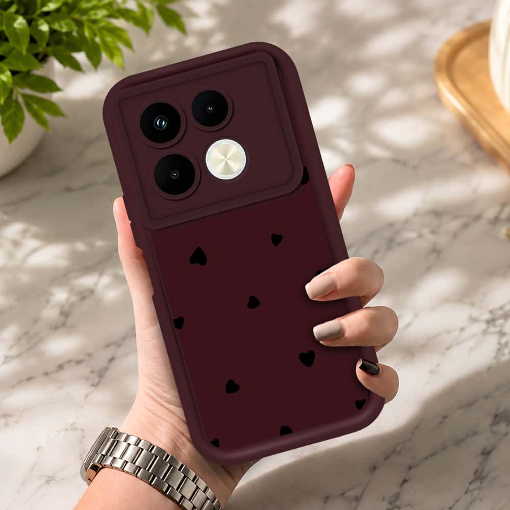 Infinix Note 40 Pro - Maroon - Classic Heart Print - ONation Step Up Series - HQ Liquid Silicone Soft Case