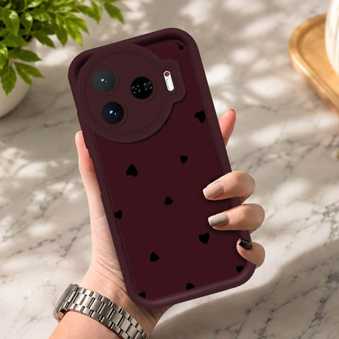Tecno Camon 30 Pro 5G - Maroon - Classic Heart Print - ONation Step Up Series - HQ Liquid Silicone Soft Case